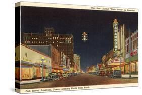 Night, Polk Street, Amarillo, Texas-null-Stretched Canvas