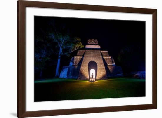 Night Portrait of Pyramid at Tikal, UNESCO World Heritage Site, Guatemala, Central America-Laura Grier-Framed Photographic Print