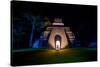 Night Portrait of Pyramid at Tikal, UNESCO World Heritage Site, Guatemala, Central America-Laura Grier-Stretched Canvas