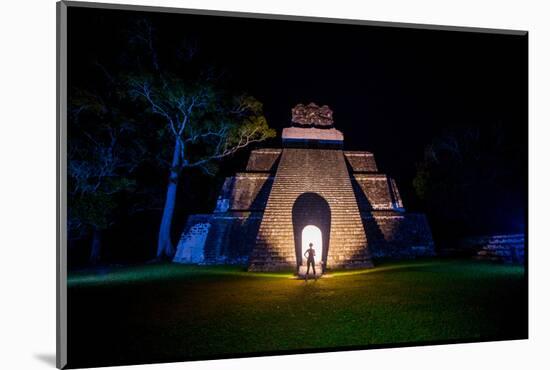 Night Portrait of Pyramid at Tikal, UNESCO World Heritage Site, Guatemala, Central America-Laura Grier-Mounted Photographic Print