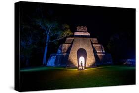 Night Portrait of Pyramid at Tikal, UNESCO World Heritage Site, Guatemala, Central America-Laura Grier-Stretched Canvas