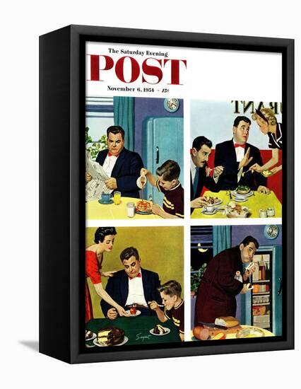 "Night Raid" Saturday Evening Post Cover, November 6, 1954-Richard Sargent-Framed Stretched Canvas