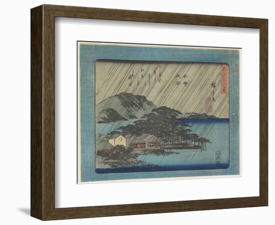 Night Rain at Karasaki-Utagawa Hiroshige-Framed Giclee Print