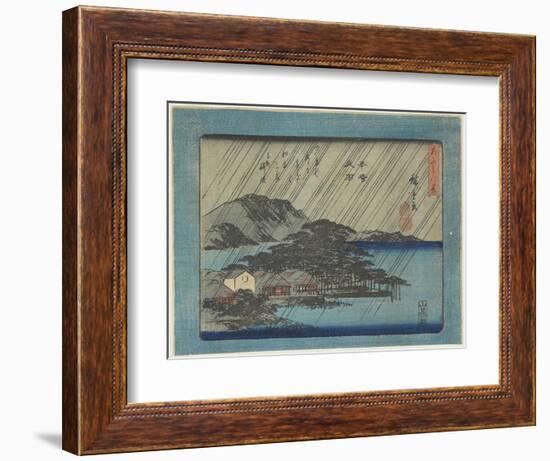 Night Rain at Karasaki-Utagawa Hiroshige-Framed Giclee Print