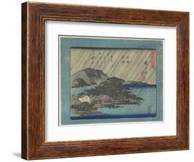 Night Rain at Karasaki-Utagawa Hiroshige-Framed Giclee Print
