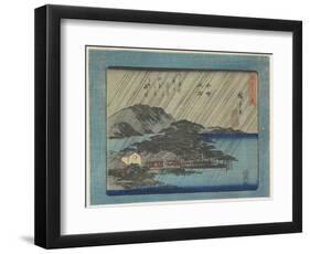 Night Rain at Karasaki-Utagawa Hiroshige-Framed Giclee Print