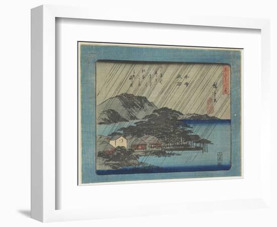 Night Rain at Karasaki-Utagawa Hiroshige-Framed Giclee Print