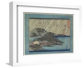 Night Rain at Karasaki-Utagawa Hiroshige-Framed Giclee Print