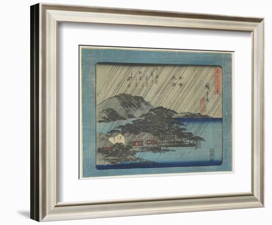 Night Rain at Karasaki-Utagawa Hiroshige-Framed Giclee Print