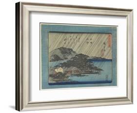 Night Rain at Karasaki-Utagawa Hiroshige-Framed Giclee Print