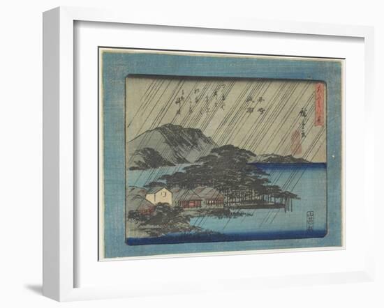 Night Rain at Karasaki-Utagawa Hiroshige-Framed Giclee Print