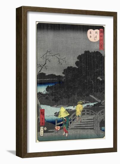 Night Rain at Makura Bridge, November 1861-null-Framed Giclee Print