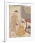 Night Rain at the Double-Shelf Stand, c.1766-Suzuki Harunobu-Framed Giclee Print