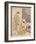 Night Rain at the Double-Shelf Stand, c.1766-Suzuki Harunobu-Framed Giclee Print