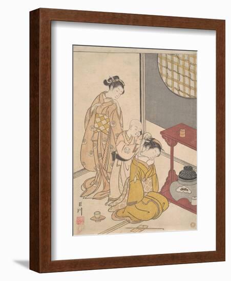 Night Rain at the Double-Shelf Stand, c.1766-Suzuki Harunobu-Framed Giclee Print