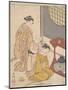 Night Rain at the Double-Shelf Stand, c.1766-Suzuki Harunobu-Mounted Giclee Print