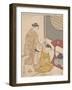 Night Rain at the Double-Shelf Stand, c.1766-Suzuki Harunobu-Framed Giclee Print