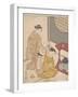 Night Rain at the Double-Shelf Stand, c.1766-Suzuki Harunobu-Framed Giclee Print