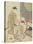 Night Rain of the Tea Stand , from the series Eight Views of the Parlor , c.1766-Suzuki Harunobu-Stretched Canvas