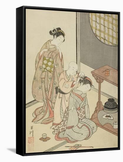 Night Rain of the Tea Stand , from the series Eight Views of the Parlor , c.1766-Suzuki Harunobu-Framed Stretched Canvas