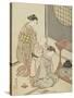 Night Rain of the Tea Stand , from the series Eight Views of the Parlor , c.1766-Suzuki Harunobu-Stretched Canvas