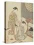 Night Rain of the Tea Stand , from the series Eight Views of the Parlor , c.1766-Suzuki Harunobu-Stretched Canvas