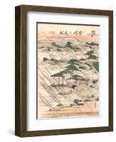 Night Rain on Karasaki Pine-Katsushika Hokusai-Framed Art Print