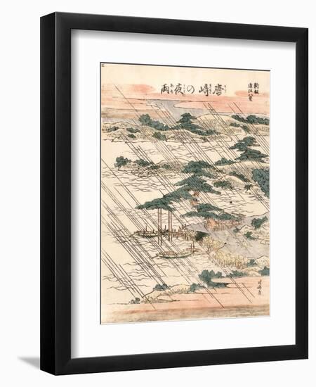 Night Rain on Karasaki Pine-Katsushika Hokusai-Framed Art Print