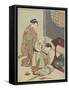 Night Rain on the Tea Stand, after 1766-Suzuki Harunobu-Framed Stretched Canvas