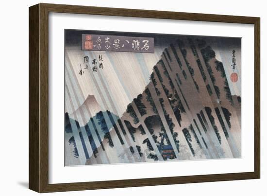 Night Rain, Oyama', from the Series 'Eight Views of Famous Places'-Toyokuni II-Framed Giclee Print