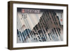 Night Rain, Oyama', from the Series 'Eight Views of Famous Places'-Toyokuni II-Framed Giclee Print