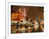 Night Reflections on Wet Street of Neon Signs Along Fremont Street in Las Vegas, Nevada, USA-null-Framed Photographic Print