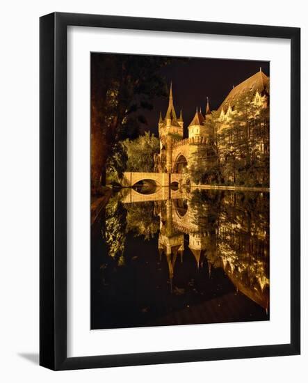 Night Reflections, Vajdahunyad Castle, Budapest-George Oze-Framed Photographic Print