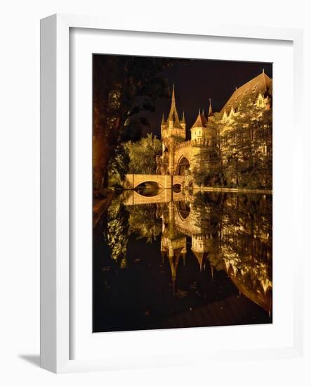 Night Reflections, Vajdahunyad Castle, Budapest-George Oze-Framed Photographic Print