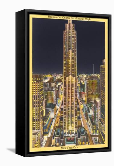 Night, Rockefeller Center, New York City-null-Framed Stretched Canvas