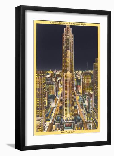 Night, Rockefeller Center, New York City-null-Framed Art Print