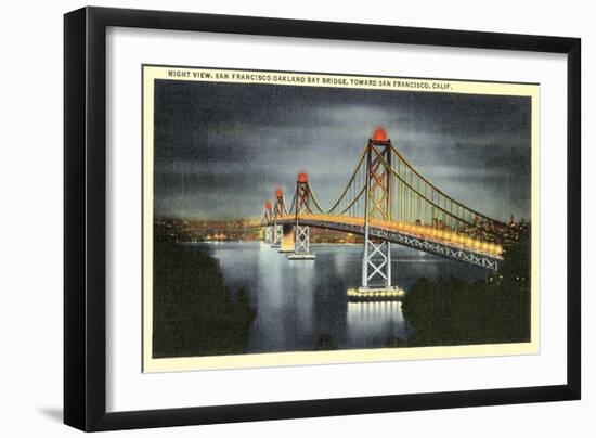 Night, San Francisco-Oakland Bay Bridge, San Francisco, California-null-Framed Art Print