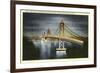 Night, San Francisco-Oakland Bay Bridge, San Francisco, California-null-Framed Premium Giclee Print