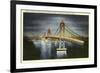 Night, San Francisco-Oakland Bay Bridge, San Francisco, California-null-Framed Premium Giclee Print