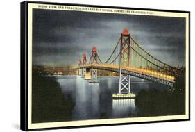 Night, San Francisco-Oakland Bay Bridge, San Francisco, California-null-Framed Stretched Canvas