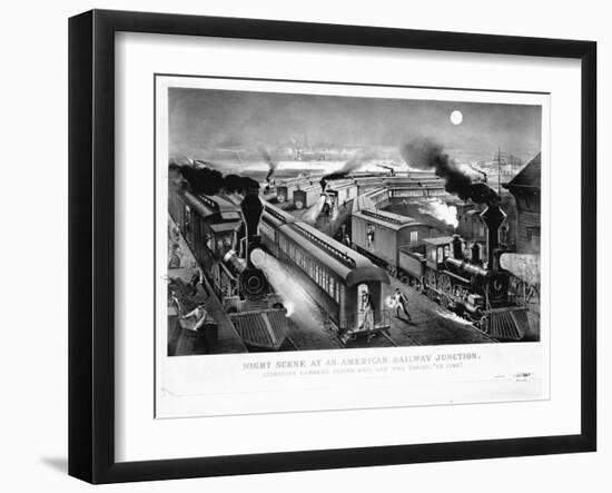 Night Scene at an American Railway Junction-Parson and Atwater-Framed Giclee Print