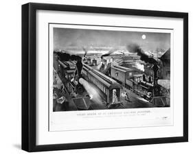 Night Scene at an American Railway Junction-Parson and Atwater-Framed Giclee Print