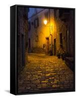 Night Scene from the Streets of Montefillairi Chianti Tuscany-Terry Eggers-Framed Stretched Canvas