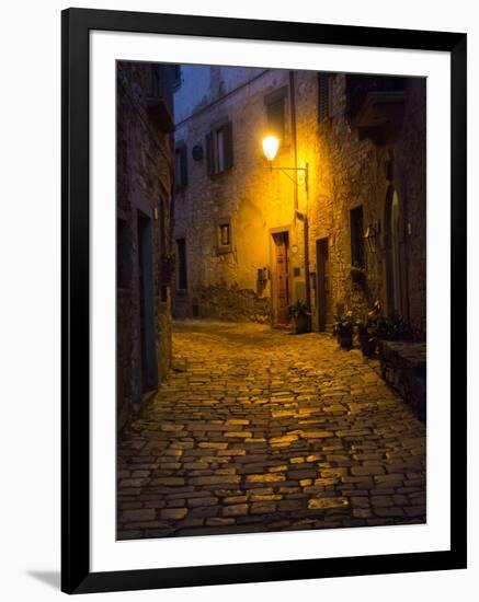 Night Scene from the Streets of Montefillairi Chianti Tuscany-Terry Eggers-Framed Photographic Print