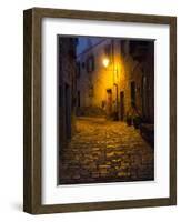 Night Scene from the Streets of Montefillairi Chianti Tuscany-Terry Eggers-Framed Photographic Print