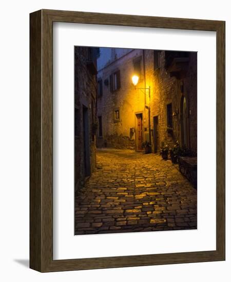 Night Scene from the Streets of Montefillairi Chianti Tuscany-Terry Eggers-Framed Photographic Print