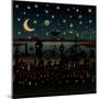 Night Scene Illustration with UFO Flying over the Imaginary City.-mangulica-Mounted Art Print