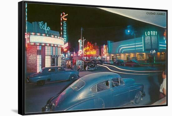 Night Scene, Juarez, Mexico, Fifties-null-Framed Stretched Canvas