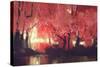 Night Scene of Autumn Forest,Fantasy Landscape Painting-Tithi Luadthong-Stretched Canvas