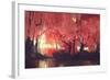 Night Scene of Autumn Forest,Fantasy Landscape Painting-Tithi Luadthong-Framed Art Print